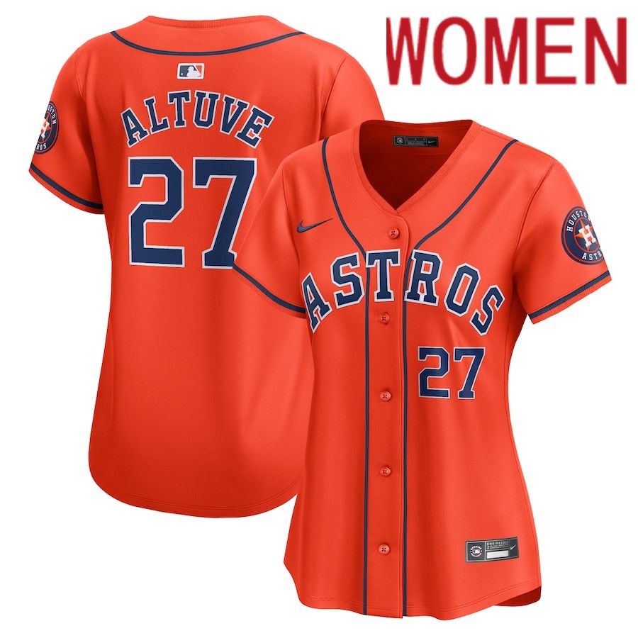 Women Houston Astros #27 Jose Altuve Nike Orange Alternate Limited Player MLB Jersey->->Women Jersey